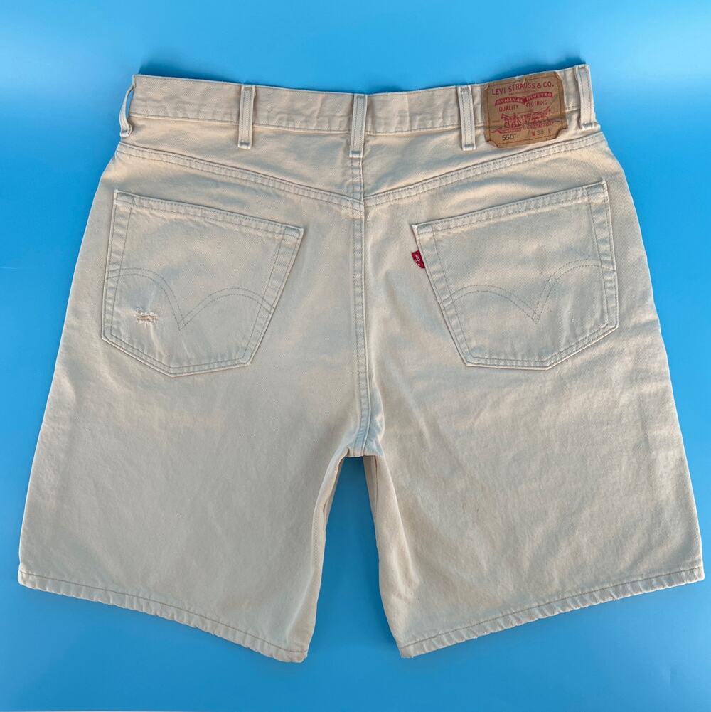 90s Levis 550 beige jorts denim jean shorts 1990s vintage